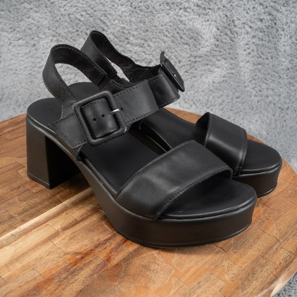 Womens Naot Glamour Platform Leather Strappy Black Sandals Size 37 US 6-6.5